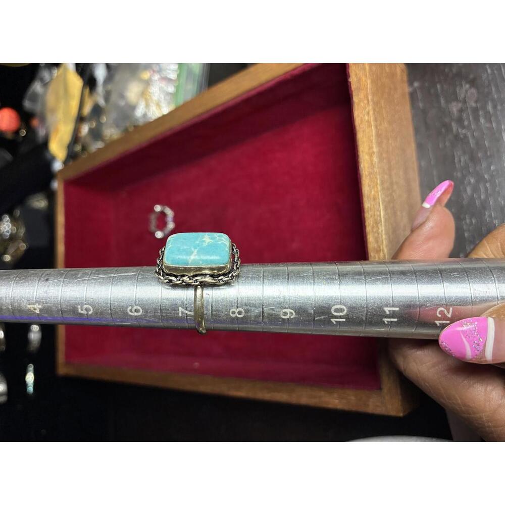 Rectangular Larimar Gemstone Silver Plated Ring S… - image 5